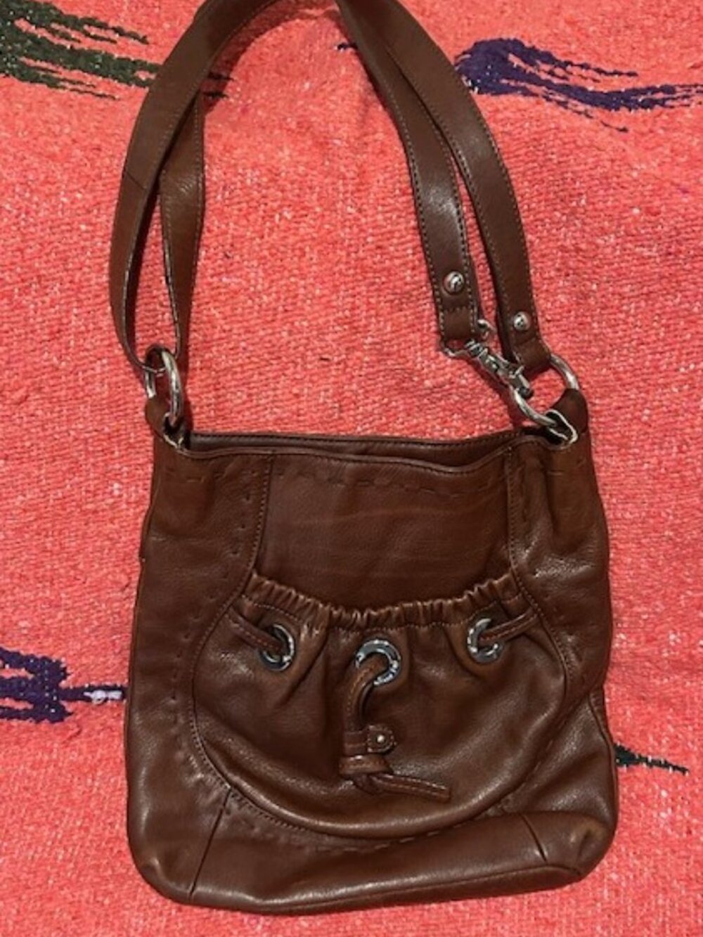 B MAKOWSKI Pebbled Brown Leather Hobo Shoulder BAG